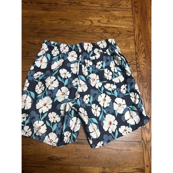 OLD Navy Mens White Blue Hawaiian Floral Swim Trunks Pockets Shorts 8"Inseam EUC - Picture 6 of 6